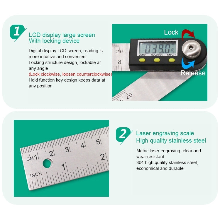 300mm 2-in1 Digital Angle Finder Meter Protractor Goniometer Ruler