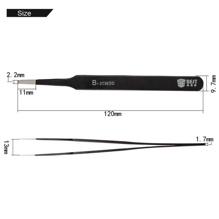 BEST BST-203ESD 202 Stainless Steel Anti-static Tip Tweezers