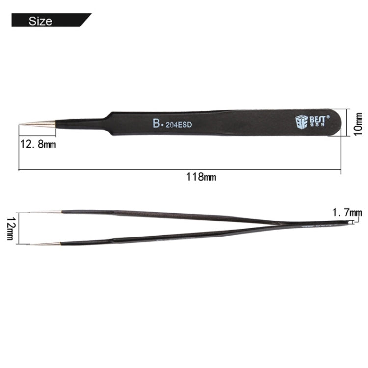 BEST BST-204ESD 202 Stainless Steel Anti-static Tip Tweezers