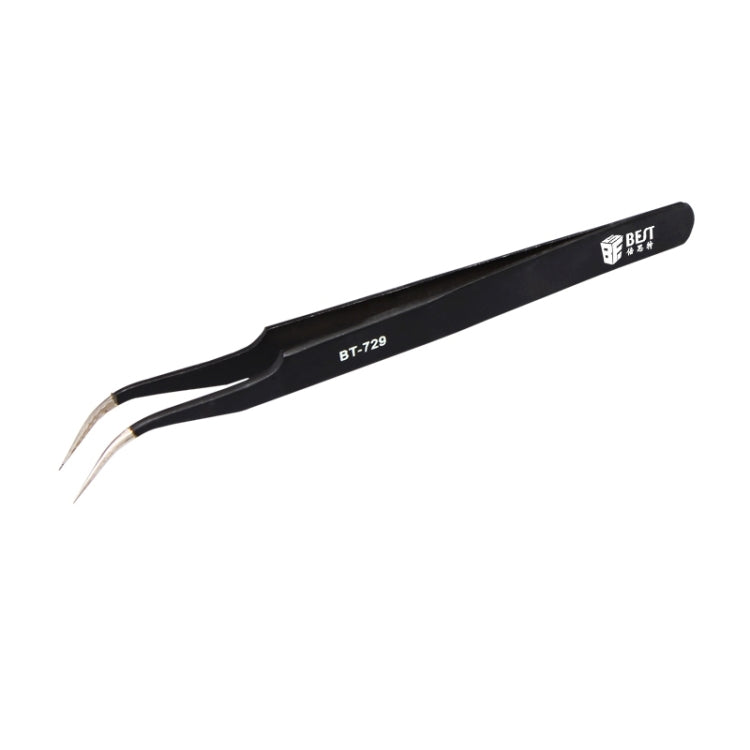 BEST BST-729 202 Stainless Steel Anti-static Curved Tip Tweezers
