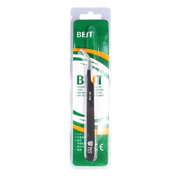 BEST BST-729 202 Stainless Steel Anti-static Curved Tip Tweezers