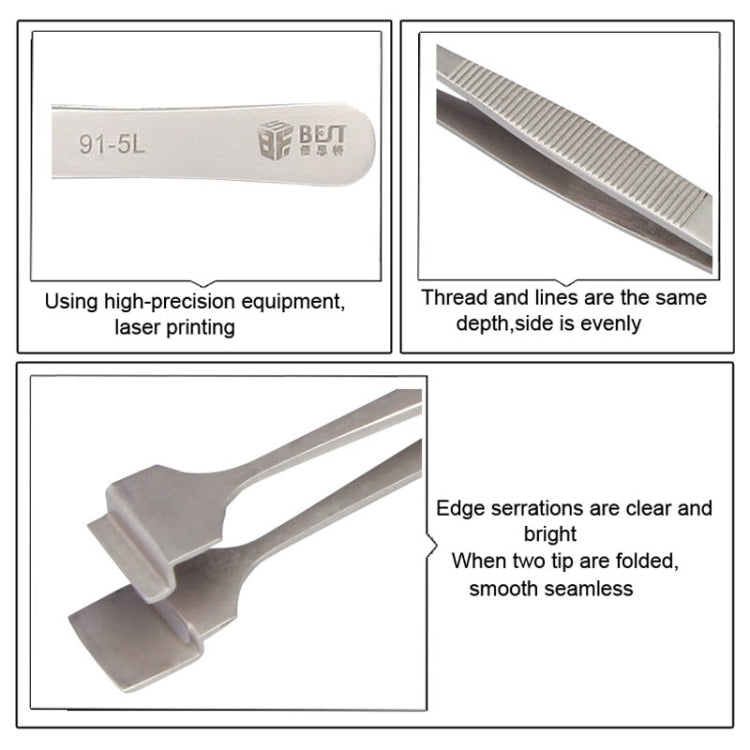 BEST BST-91-5L SA Professional Stainless Steel Wafer Tweezers for Silicon Wafer