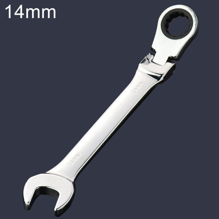14mm Dual-use Opening Plum Ratcheting Angled Wrench , Length: 18.5cm