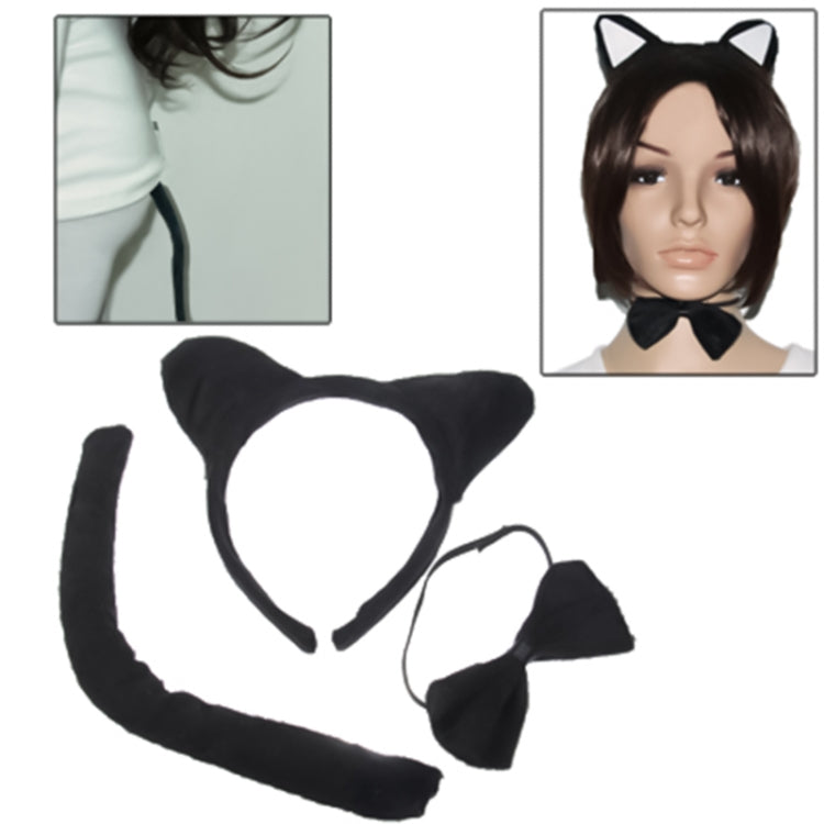 Animal Piece Set Cat Ears Headband Bow Tie Piece Set