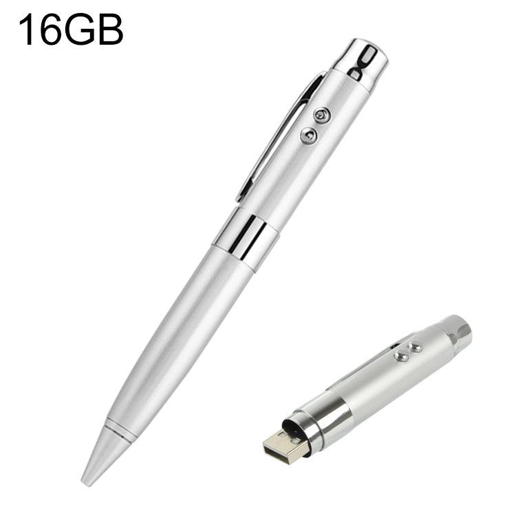 3 in 1 Laser Pen Style USB Flash Disk, Silver (16GB)