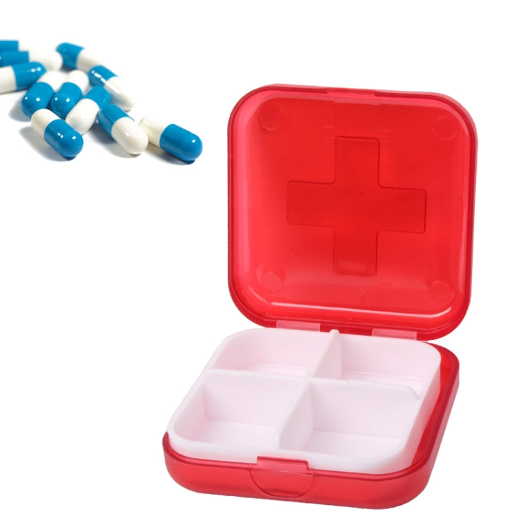 10 PCS 4 Compartments Portable Plastic Cross Pills Medicine Storage Box