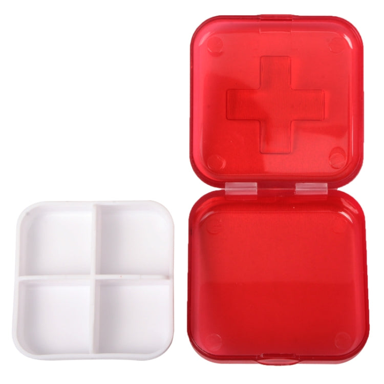10 PCS 4 Compartments Portable Plastic Cross Pills Medicine Storage Box