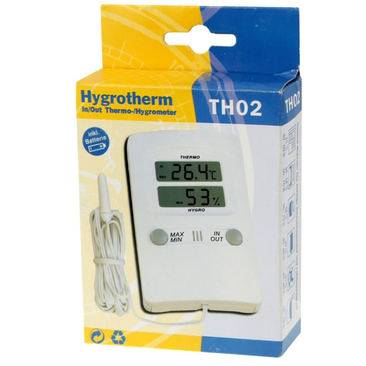 TH02 Digital LCD Indoor Outdoor Sensor Probe Weather Humidity Hygrometer Thermometer