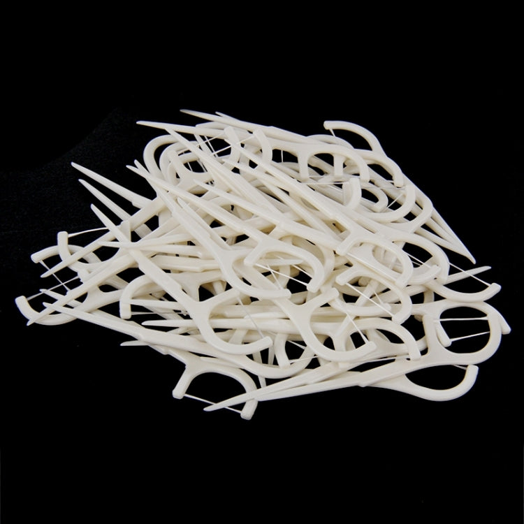 50 PCS Tooth Pick with Thread Wide Type ABS Dental Floss