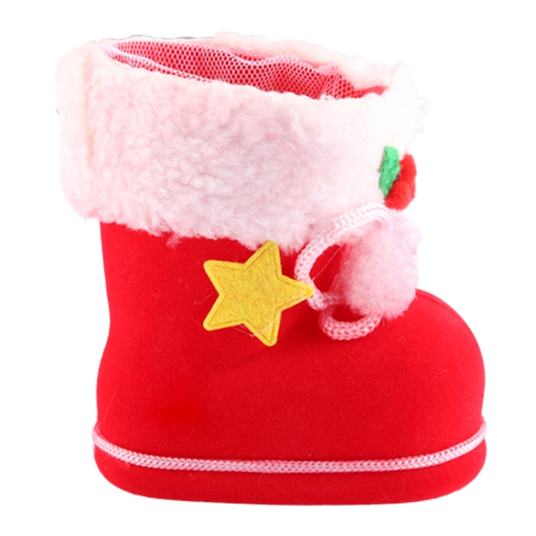 Santa Pattern Christmas Decoration Flocking Stocking Boot Candy Bag, Size: 9cm x 10cm x 5cm