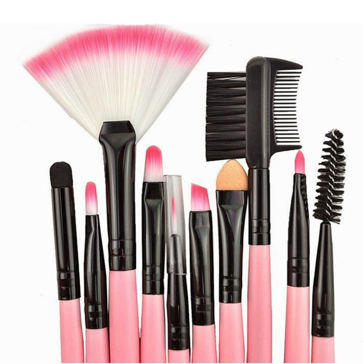 24 PCS Goat Hair Pink Handle Makeup Brush Set with Pink Pouch
