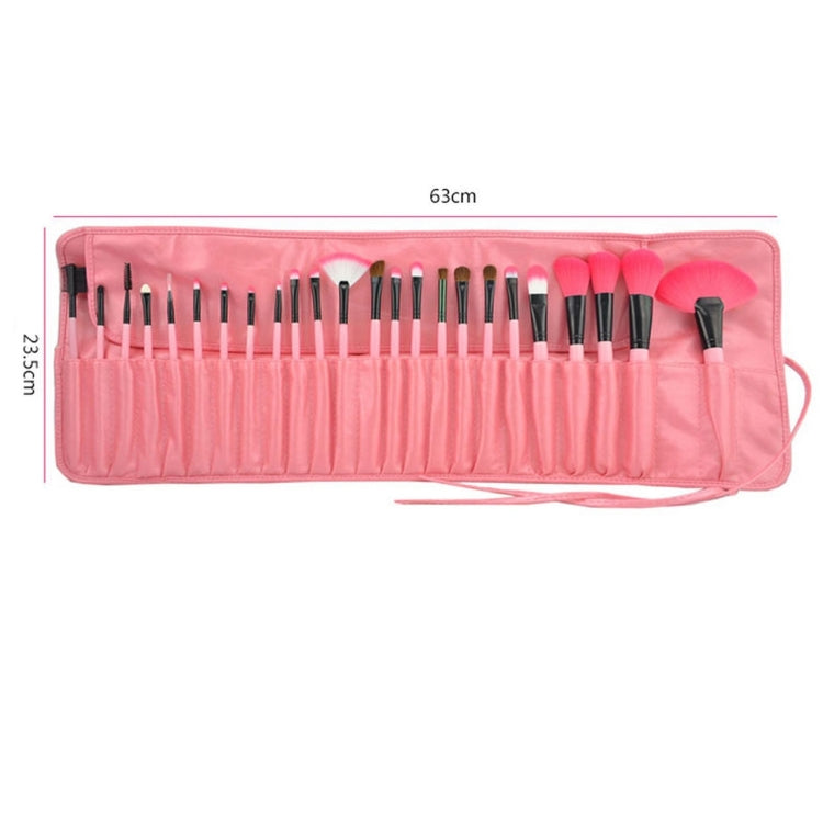 24 PCS Goat Hair Pink Handle Makeup Brush Set with Pink Pouch