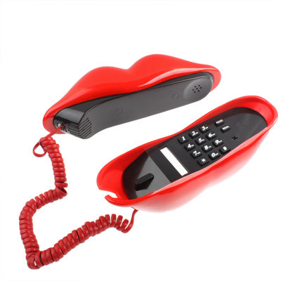 Sexy Red Hot lips Shape Wire Corded Telephone