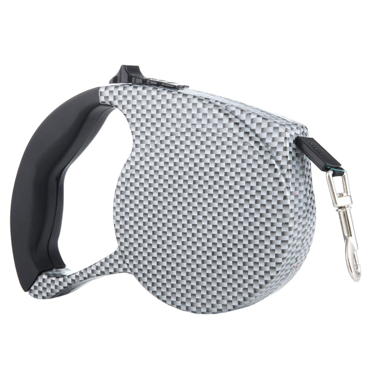 5m Black and White Grid Pattern Easy Operation Retractable Dog Leash