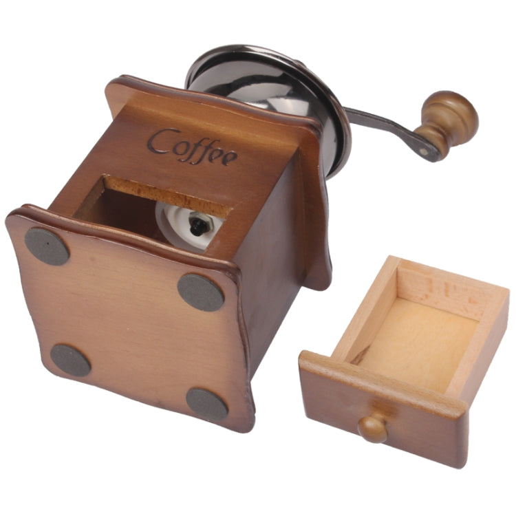 Manual Coffee Mill Wood Stand Bowl Antique Hand Coffee Bean Grinder