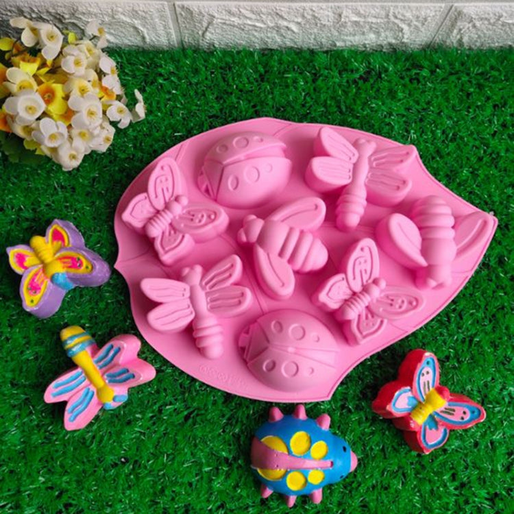 8-in-1 Insect Butterfly Dragonfly Beetle Shaped Silica Cake Mold