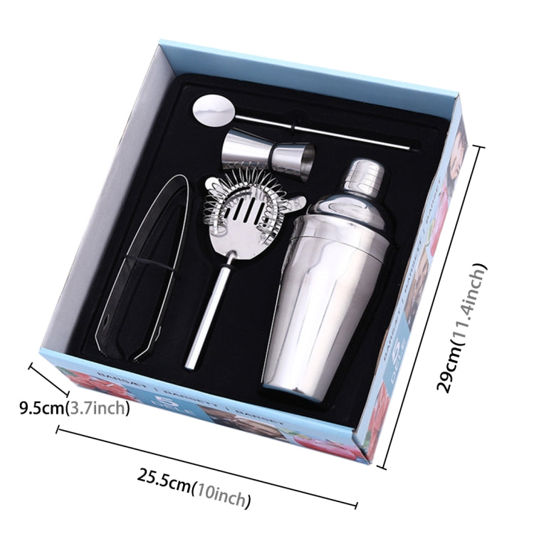 5 in 1 Classic Stainless Steel Shaker Set, Capacity: 550ml (Shaker + Jigger + Strainer + Ice Clip + Stirrer Pipe)