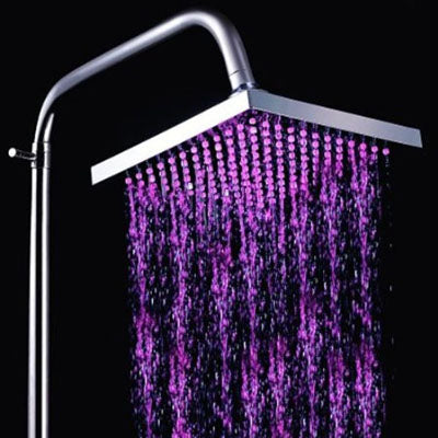 Square Temperature Sensor 3-Color (Blue / Pink / Red) LED Showerhead