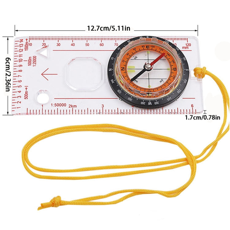 2 in 1 Compass with Map Measuring Ruler Lanyard Emergency Survival Tool