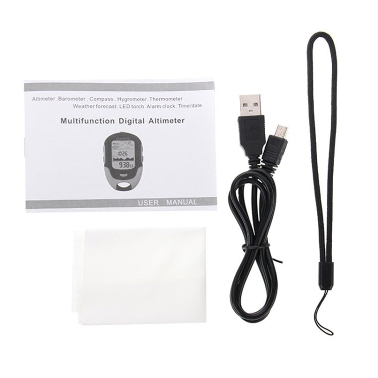 SUNROAD Multifunction LCD Digital Altimeter with Compass & Barometer & Thermometer & Hygrometer & Weather Forecast & LED Torch and Clock