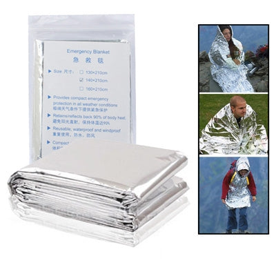 Compact Lightweight Aluminized Windproof Emergency Blanket (Size: 130x210cm)