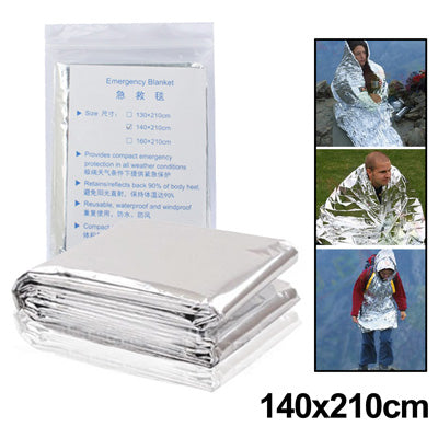 Compact Lightweight Aluminized Windproof Emergency Blanket (Size: 130x210cm)