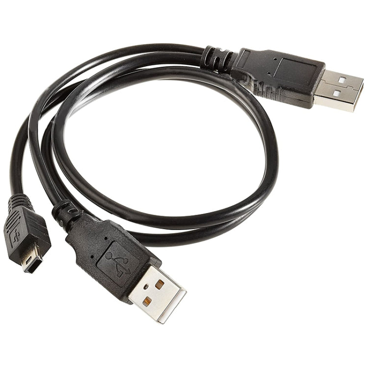 2 in 1 USB 2.0 Male to Mini 5pin Male + USB Male Cable, Length: 80 cm