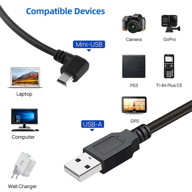 90 Degree Mini USB Male to USB 2.0 AM Adapter Cable, Length: 25cm