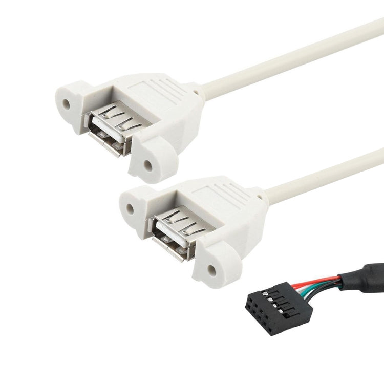 9 Pin Internal Header to 2x USB 2.0 AF Mount Pannel Cable, Length: 30cm