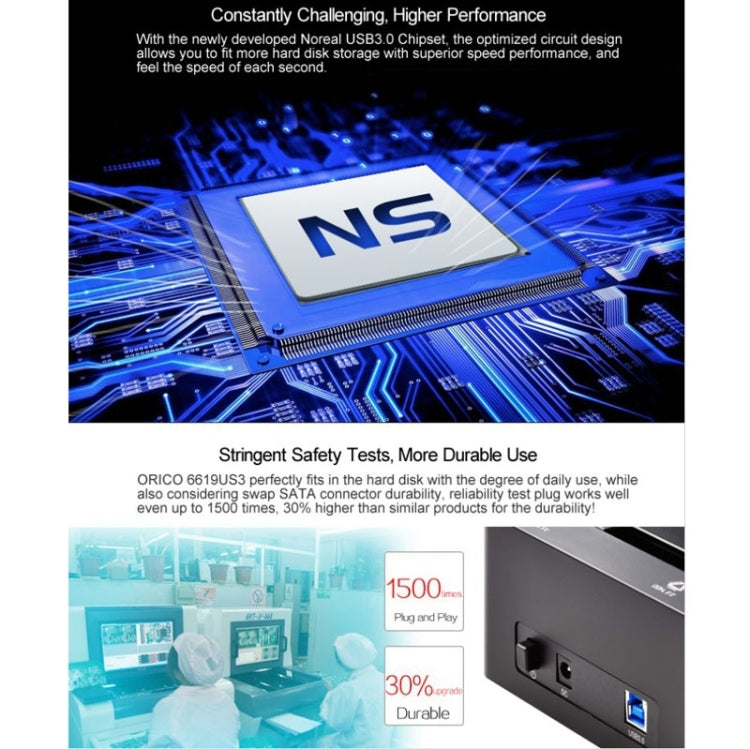 ORICO 6619US3 5Gbps Super Speed USB 3.0 to SATA Hard Drive Docking Station for 2.5 inch / 3.5 inch Hard Drive