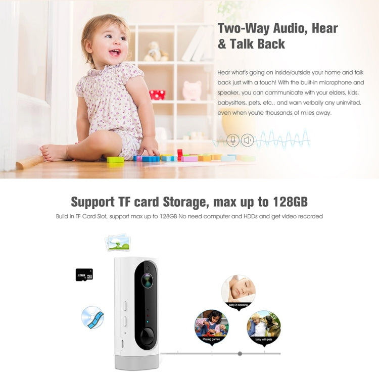 A1 WiFi Wireless 720P IP Camera, Support Night Vision / Motion Detection / PIR Motion Sensor, Two-way Audio, Built-in 3000mAh Rechargeable Battery
