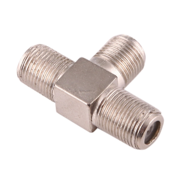 3 Ways F Female Plug to Double F Female Plug T Adapter