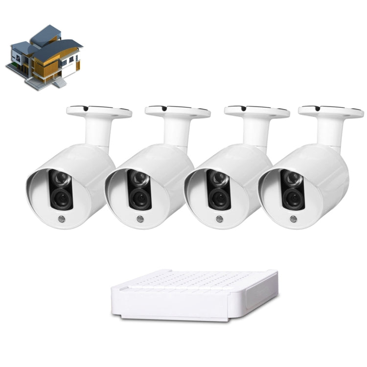 N4B3-Mini/L 4Ch 720P P2P ONVIF 1.0 Mega Pixel IP Camera NVR Kit, Support Night Vision / Motion Detection, IR Distance: 20m