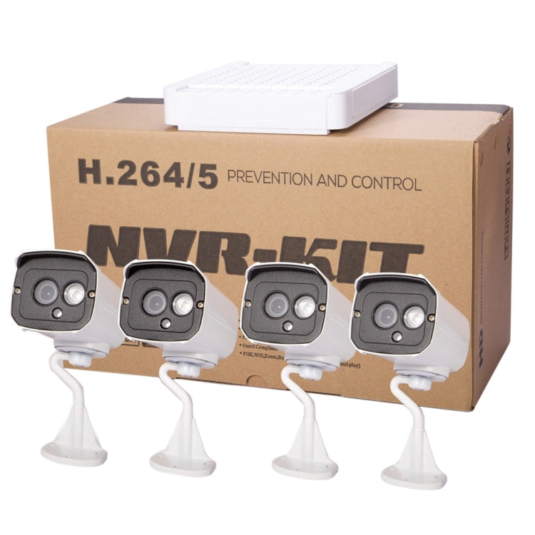 N4B7-Mini/L 4 Ch 720P 1.0 Mega Pixel IP Camera NVR Kit, Support Night Vision / Motion Detection, IR Distance: 20m