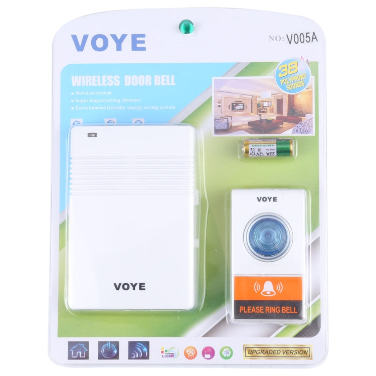 VOYE V005A Wireless Remote Doorbell with 38 Polyphony Sounds