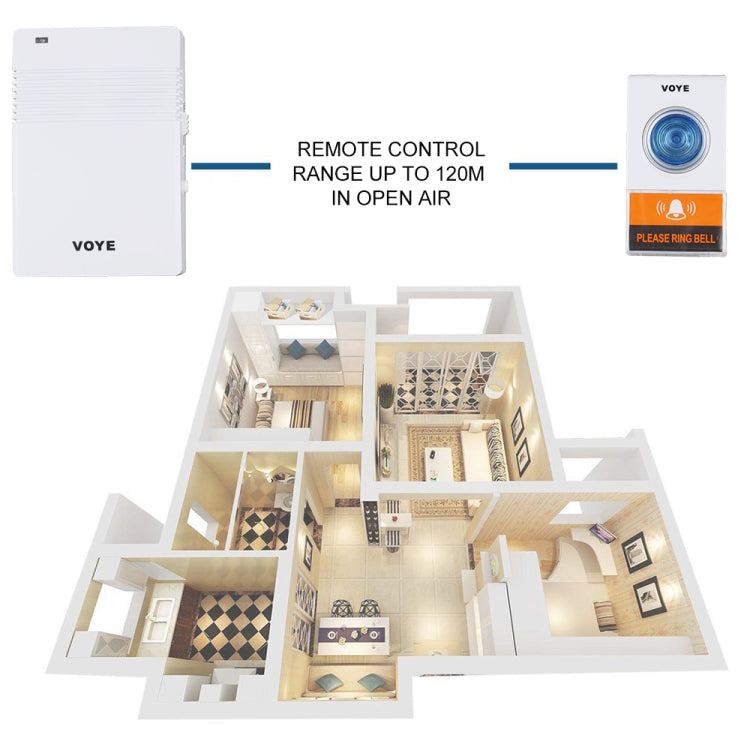 VOYE V005A Wireless Remote Doorbell with 38 Polyphony Sounds