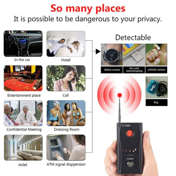 CC308+ Multi Wireless Camera Lens Detector Radio Wave Signal Detect Full-range RF GSM Device Finder