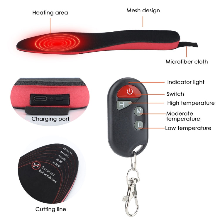 Rechargeable Electric Heating Insole Wireless Remote Control Smart Thermal Insole,Size:Large(41-46 Size)