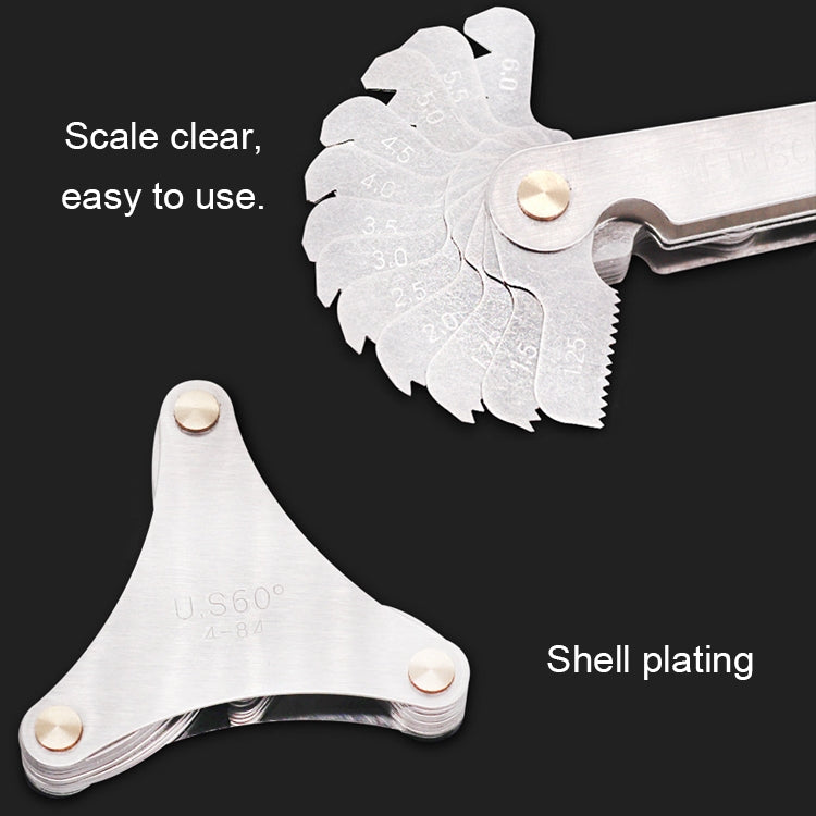 51 PCS US Screw Pitch Thread Blades 60 Degrees CR Stainless Steel Thread Gauge