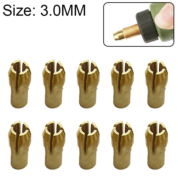 10 PCS Three-claw Copper Clamp Nut for Electric Mill Fittings，Bore diameter: 3.0mm