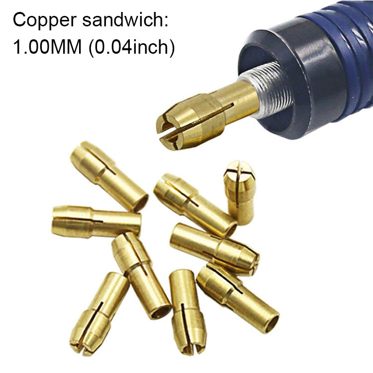10 PCS Three-claw Copper Clamp Nut for Electric Mill Fittings，Bore diameter: 1.0mm
