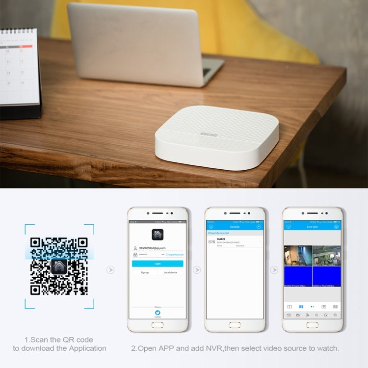 ESCAM PVR204 1080P 4CH+2CH ONVIF NVR Digital Video Recorder with 2CH Cloud Channel for IP Camera System