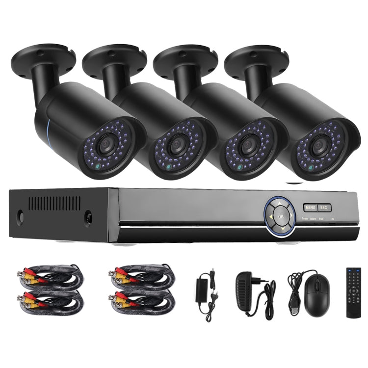 A4B5 4 Channel 720P 1.0 Mega Pixel 4 x Bullet AHD Cameras AHD DVR Kit, Support Night Vision / Motion Detection, IR Distance: 20m