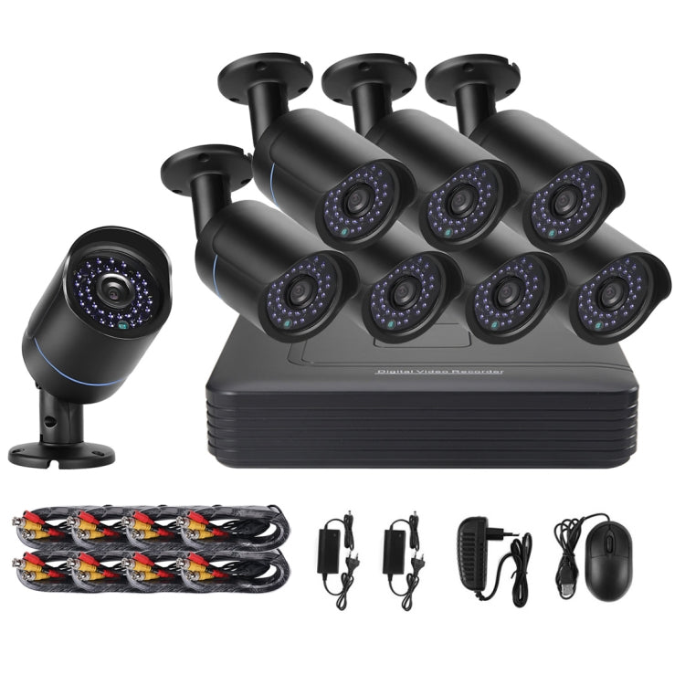 A8B5-Mini 8 Channel 1080P 2.0 Mega Pixel 8 x Bullet AHD Cameras Mini AHD DVR Kit, Support Night Vision / Motion Detection, IR Distance: 20m