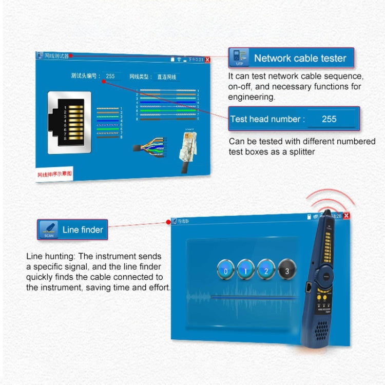 IPC9800Plus+ 4K H.265 Network Coaxial Engineering Video Surveillance Tester with 7 inch IPS Display, AU Plug