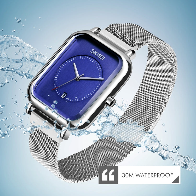 SKMEI 9207 Fashion Creative Simple Watch Men Magnetic Buckle Mesh Belt Steel Belt Couple Quartz Watch