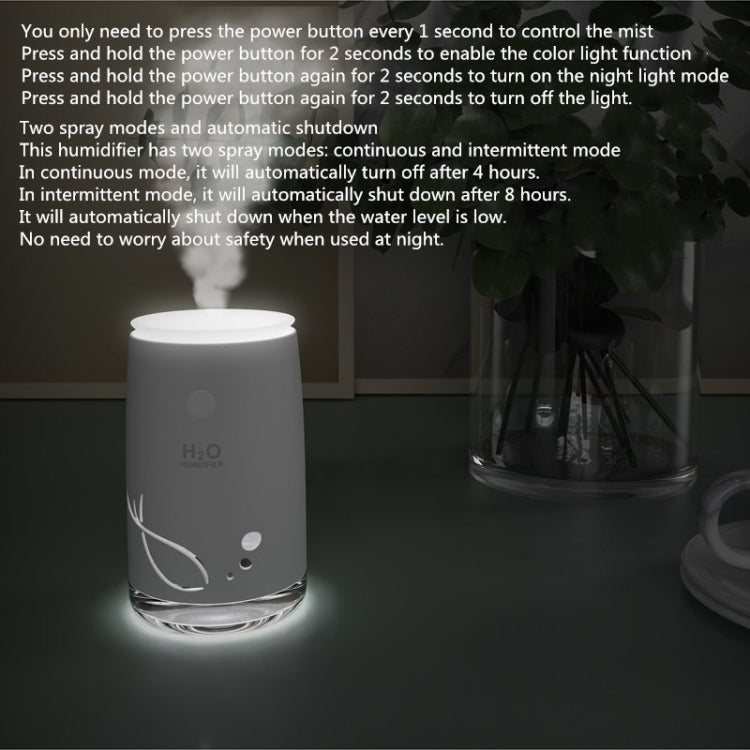 Concise Fish Pattern Mini Home Mute Bedroom Student Dormitory Office Portable USB Wireless Durable Humidifier