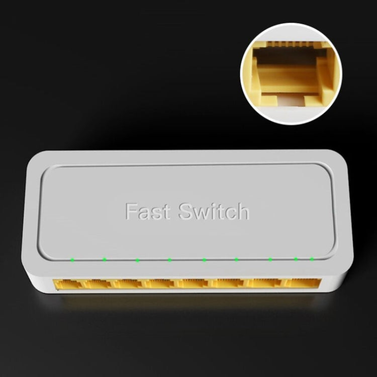 8-Ports 100M RJ45 Mini Switch Home Plug-and-Play Bypass Unmanaged Network Splitter for Bedroom Network Monitoring