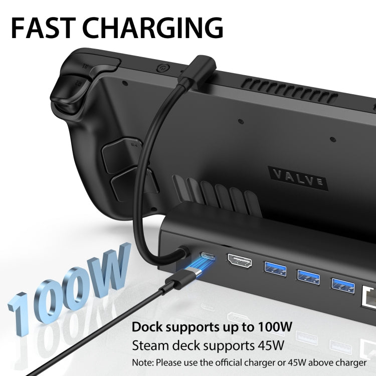For Steam Deck Expansion Dock Charging Dock Charging Dock HDMI Gigabit Network Port Converter
