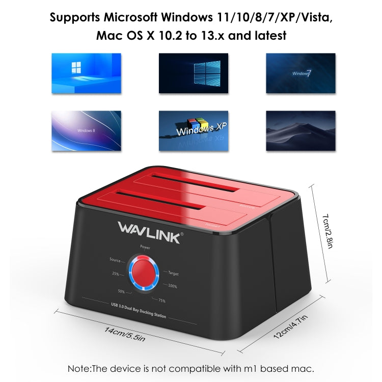 Wavlink ST334U SSD Dual Bay External Hard Drive Docking Station USB 3.0 to SATA I/II/III